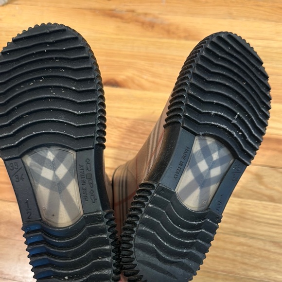 Burberry Kids Plaid Rain Boots - Black, Gray, Red - Picture 2 of 3